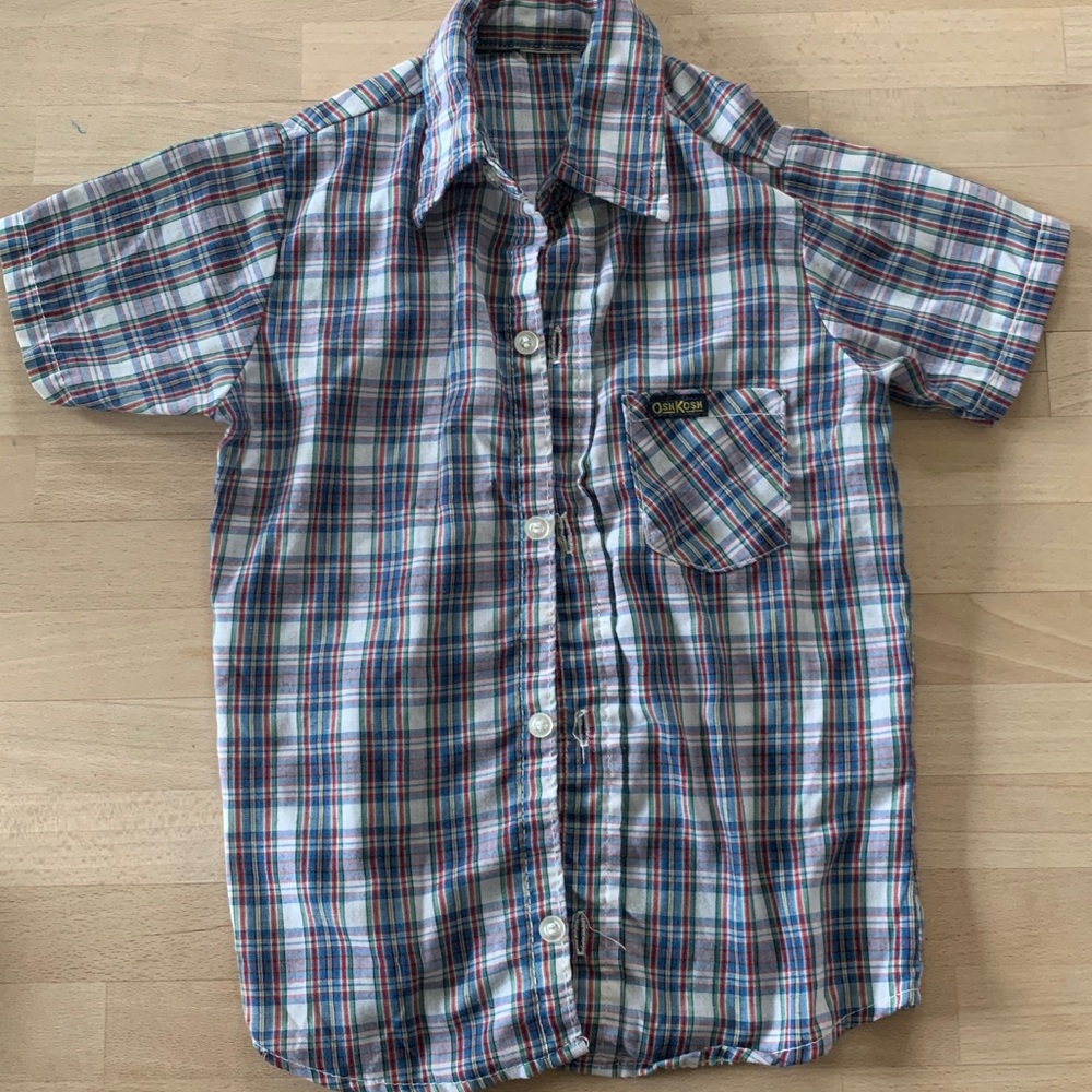 Vintage Osh Kosh short sleeve plaid button down
